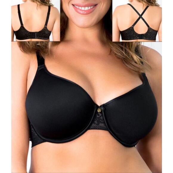 Curvy Couture Fantasia Bra 34D Black NWT Everyday Comfort Smooth Fit - Picture 7 of 7